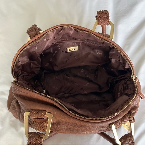 NWOT Luce Cognac Leather Shoulder Bag - Picture 6 of 7